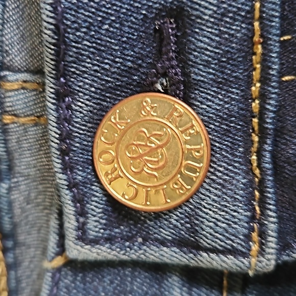 ROCK & REPUBLIC WOMENS BERLIN SKINNY JEANS SIZE 8 M WASHED DARK BLUE PREOWNED - Picture 10 of 17